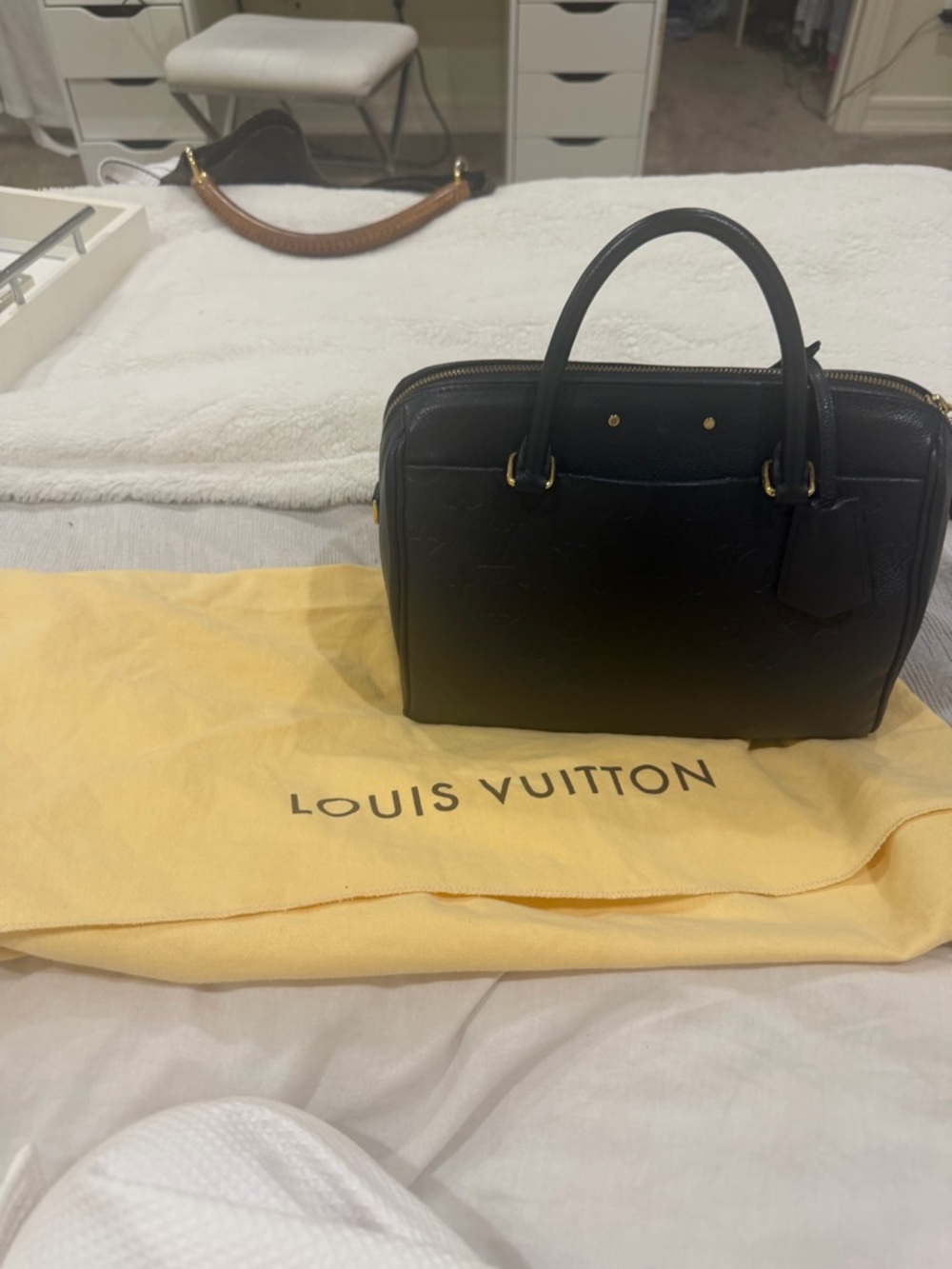 Louis Vuitton Black Empreinte Speedy Bandouliere 25 NM